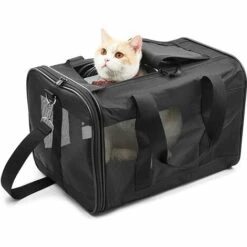 TANABATA Sac De Transport Chat/Sac De Transport Chien Pour Chats, Petits Chiens, Chatons Ou Chiots, Souple Et Pliable Avec Tapis En Laine Pour Voyage En Avion, Voiture Et Train (M)