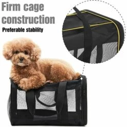 TANABATA Sac De Transport Chat/Sac De Transport Chien Pour Chats, Petits Chiens, Chatons Ou Chiots, Souple Et Pliable Avec Tapis En Laine Pour Voyage En Avion, Voiture Et Train (M) -Cage, caisse et transport pour chien Soldes 42415032 5