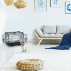 Relaxdays Cage De Chiens Pour La Maison, Bureau, Boîte De Chiens De Voiture, Avec Récipient, 56 Cm, Noir -Cage, caisse et transport pour chien Soldes 43383109 3