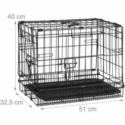 Relaxdays Cage De Chiens Pour La Maison, Bureau, Boîte De Chiens De Voiture, Avec Récipient, 56 Cm, Noir -Cage, caisse et transport pour chien Soldes 43383109 5