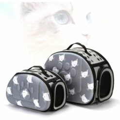 ALMI Sac De Transport Pour Chien Sac Transport Chat Chien En EVA Souple Léger Caisse Respirant Cage Pliable à Parois Souples Pour Animaux Domestique Voyage (S, Bleu)