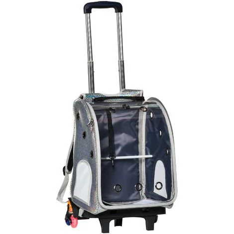 PawHut Sac à Dos Trolley Chariot Sur Roulettes 2 En 1 Pour Chien Chat Poignée Telescopique 6 Roues En étoile Coussin Et Attache Inclus Oxford Motif écailles Gris Brillant - Gris 1 PawHut Sac à Dos Trolley Chariot Sur Roulettes 2 En 1 Pour Chien Chat Poignée Telescopique 6 Roues En étoile Coussin Et Attache Inclus Oxford Motif écailles Gris Brillant - Gris