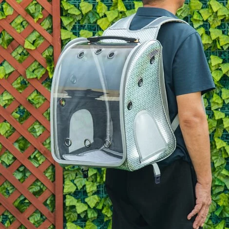 PawHut Sac à Dos Trolley Chariot Sur Roulettes 2 En 1 Pour Chien Chat Poignée Telescopique 6 Roues En étoile Coussin Et Attache Inclus Oxford Motif écailles Gris Brillant - Gris 2 PawHut Sac à Dos Trolley Chariot Sur Roulettes 2 En 1 Pour Chien Chat Poignée Telescopique 6 Roues En étoile Coussin Et Attache Inclus Oxford Motif écailles Gris Brillant - Gris – Image 2