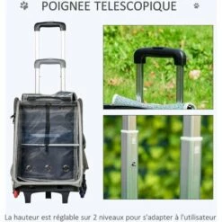 PawHut Sac à Dos Trolley Chariot Sur Roulettes 2 En 1 Pour Chien Chat Poignée Telescopique 6 Roues En étoile Coussin Et Attache Inclus Oxford Motif écailles Gris Brillant - Gris 9 PawHut Sac à Dos Trolley Chariot Sur Roulettes 2 En 1 Pour Chien Chat Poignée Telescopique 6 Roues En étoile Coussin Et Attache Inclus Oxford Motif écailles Gris Brillant - Gris -Cage, caisse et transport pour chien Soldes 44066330 5