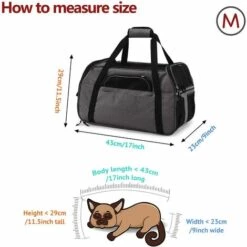 BEARSU Sac De Transport Pour Chat Chien Sac Bandoulière Respirant Pour Petit Animal De Compagnie Transporteur Souple Léger Comfortable Pour Voyage En Voiture Train Avion(Gris, M-43x23x29cm)