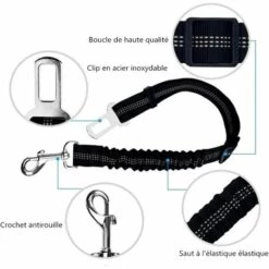 BARES Lot De 2 Voiture Ceinture De Securite Pour Chien, Avec Système D'absorption Des Chocs Et Mousqueton Solide Réglable Harnais Pour Chien Et Chat (Noir) 7 BARES Lot De 2 Voiture Ceinture De Securite Pour Chien, Avec Système D'absorption Des Chocs Et Mousqueton Solide Réglable Harnais Pour Chien Et Chat (Noir) -Cage, caisse et transport pour chien Soldes 44486680 3