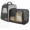 TODECO Sac à Dos Extensible Pour Chats, Extra Large 40x30x45cm (L X L X H), Sac De Voyage Portable Pour Animaux De Compagnie Avec Tunnel, Gris - Gris