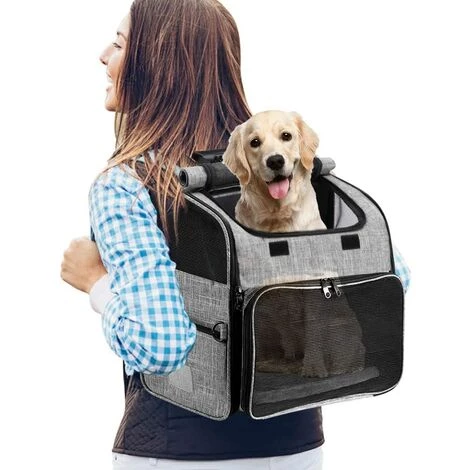 ELLE Sac à Dos Pour Animaux De Compagnie Chiens/Chats, Sac De Transport Portatif Pour Animaux De Compagnie Avec Sac De Voyage Polyvalent Pliable Et Respirable, Idéal Pour Les Animaux De 3-10 Kg 1 ELLE Sac à Dos Pour Animaux De Compagnie Chiens/Chats, Sac De Transport Portatif Pour Animaux De Compagnie Avec Sac De Voyage Polyvalent Pliable Et Respirable, Idéal Pour Les Animaux De 3-10 Kg