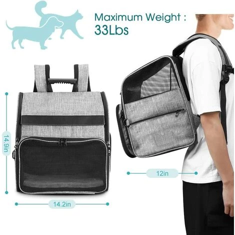 ELLE Sac à Dos Pour Animaux De Compagnie Chiens/Chats, Sac De Transport Portatif Pour Animaux De Compagnie Avec Sac De Voyage Polyvalent Pliable Et Respirable, Idéal Pour Les Animaux De 3-10 Kg 4 ELLE Sac à Dos Pour Animaux De Compagnie Chiens/Chats, Sac De Transport Portatif Pour Animaux De Compagnie Avec Sac De Voyage Polyvalent Pliable Et Respirable, Idéal Pour Les Animaux De 3-10 Kg – Image 4