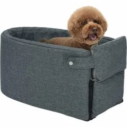 ALMI Siège Auto Pour Chien. Sac De Transport Chien Et Chat Siège D'appoint De Voiture Confortable Antidérapant Siège Rehausseur Pour Animaux De Compagnie Pour Petits Chiens(Gris，47x25x23cm)