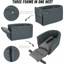 ALMI Siège Auto Pour Chien. Sac De Transport Chien Et Chat Siège D'appoint De Voiture Confortable Antidérapant Siège Rehausseur Pour Animaux De Compagnie Pour Petits Chiens(Gris，47x25x23cm) -Cage, caisse et transport pour chien Soldes 45523828 3