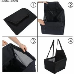 ALMI Siège De Voiture Pour Chien. Siège Rehausseur De Voiture Pour Animal Domestique.tissu Oxford Respirant Pour Petits Chiens. Chats Ou Autres Petits Animaux (noir) -Cage, caisse et transport pour chien Soldes 45531403 3