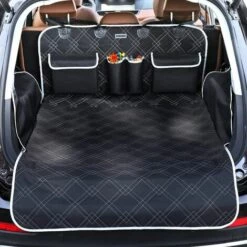 VERSAILLESFR Protection Coffre Voiture Chien Universelle, 2 Grandes Poches, Imperméable & Antidérapant, 185 X 105 Cm Couverture De Coffre Pour Plupart Voitures, Gris -Versailles