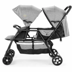 Poussette Double Pliable LUCKZON Poussettes BéBé Tandem à 4 Roues Pour Jumeaux, Jusqu'à 15 Kg - Gris