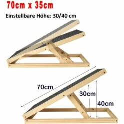 DAY PLUS 70CM Rampe Pour Chien/chat Réglable En Hauteur 2 Marches Rampe Pour Chien Escalier En Bois Pliable -Cage, caisse et transport pour chien Soldes 46377821 3