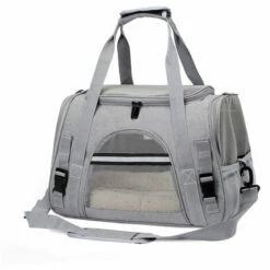 Sac De Transport Pour Chat, Caisse Pliable Pour Chien Respirant, Avec Bandoulière Réglable Sac Transport Chien, Pour Chat Chaton Petit Chien Lapin,Grey,Irisfr