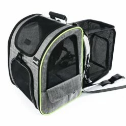 Pecute Sac à Dos Chat Chien Extensible 90%, Sac Transport Pour Chat Petit Chien Respirant, Sac A Dos De Transport Chat Avec Matelas En Peluche Amovible, Pour Voyage En Train/Voiture/Restaurant/Avion, Gris - Gris