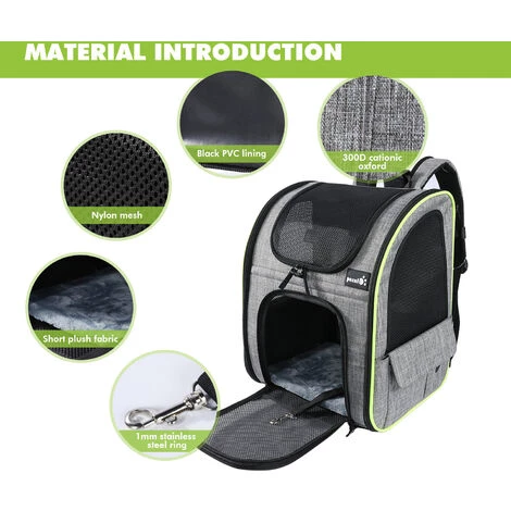 Pecute Sac à Dos Chat Chien Extensible 90%, Sac Transport Pour Chat Petit Chien Respirant, Sac A Dos De Transport Chat Avec Matelas En Peluche Amovible, Pour Voyage En Train/Voiture/Restaurant/Avion, Gris - Gris 3 Pecute Sac à Dos Chat Chien Extensible 90%, Sac Transport Pour Chat Petit Chien Respirant, Sac A Dos De Transport Chat Avec Matelas En Peluche Amovible, Pour Voyage En Train/Voiture/Restaurant/Avion, Gris - Gris – Image 3
