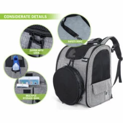 Pecute Sac à Dos Chat Chien 2 En 1, Sac Transport Pour Chat Petit Chien Avec Tunnel Extensible, Sac A Dos De Transport Chat Chiot Respirant, Pour Chat Chien Lapin De Moins De 15 Kg - Gris -Cage, caisse et transport pour chien Soldes 47518485 4