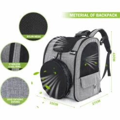 Pecute Sac à Dos Chat Chien 2 En 1, Sac Transport Pour Chat Petit Chien Avec Tunnel Extensible, Sac A Dos De Transport Chat Chiot Respirant, Pour Chat Chien Lapin De Moins De 15 Kg - Gris -Cage, caisse et transport pour chien Soldes 47518485 5