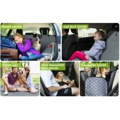 Housses De Siège Pour Chien Pour La Banquette Arrière, Housse Voiture Pour Chien Imperméable Et Résistante Aux Rayures Avec Fenêtre De Visualisation, 2 Sacs De Rangement Et Ceintures De Sécurité Pour Chien, Housse Banquette Imperméable Pour Voiture Et SUV Tansport Chien,Pecute (146 X 136cm,Gris) -Cage, caisse et transport pour chien Soldes 47518491 4