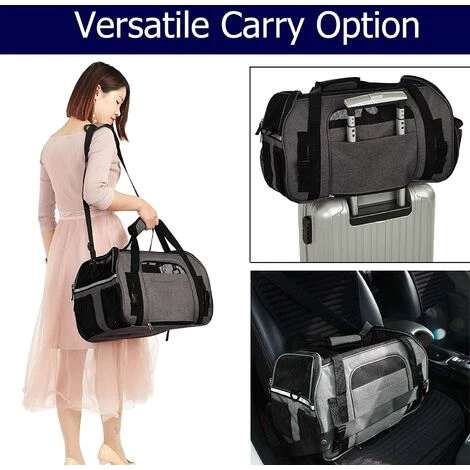 TINOR Sac De Transport Pour Chat Chien Sac Bandoulière Respirant Pour Petit Animal De Compagnie Transporteur Souple Léger Comfortable Pour Voyage En Voiture Train Avion(Gris, M-43x23x29cm) 3 TINOR Sac De Transport Pour Chat Chien Sac Bandoulière Respirant Pour Petit Animal De Compagnie Transporteur Souple Léger Comfortable Pour Voyage En Voiture Train Avion(Gris, M-43x23x29cm) – Image 3