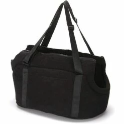 TINOR Sac Transport Chien Lavable Sac à Main Pour Chat Panier Transport Chien Sac Pour Lapin Sac De Voyage Velours Côtelé Pour Animaux De Campagne, Noir M