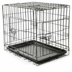 TRESKO Cage De Transport 62 X 45 X 52 Cm Pour Chien Pliable | 2 Portes | Transportable | Caisse De Transport En Métal