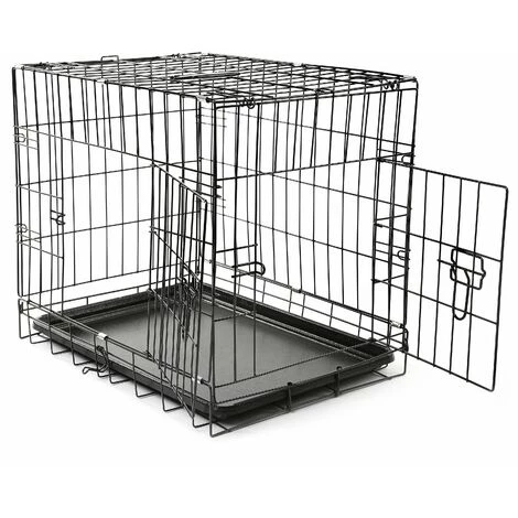 TRESKO Cage De Transport 62 X 45 X 52 Cm Pour Chien Pliable | 2 Portes | Transportable | Caisse De Transport En Métal 2 TRESKO Cage De Transport 62 X 45 X 52 Cm Pour Chien Pliable | 2 Portes | Transportable | Caisse De Transport En Métal – Image 2