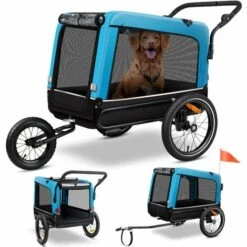 KESSER® Boxer 3 en 1 Remorque Pour Chien, Buggy Et Poussette Pour Chien | Grande Remorque Pour Vélo Avec Un Volume D’environ 240 litres, Avec Suspensions, Matériau : Oxford Canvas 600D, SmartSpace Concept, Capacité De Charge Maximale : 40kg