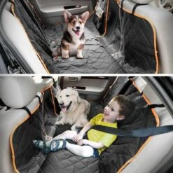 GUAZHUNIFR Housses De Siège Auto Pour Chien, Housse Protection De Siège Arrière En Tissu 600D Oxford, Protection De Banquette Siège Arrière Imperméable Et Antidérapant Avec Fenêtre Visuelle Et Poches, 147×137 Cm Guazhuni -Cage, caisse et transport pour chien Soldes 51169689 4