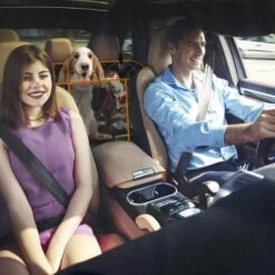 GUAZHUNIFR Housses De Siège Auto Pour Chien, Housse Protection De Siège Arrière En Tissu 600D Oxford, Protection De Banquette Siège Arrière Imperméable Et Antidérapant Avec Fenêtre Visuelle Et Poches, 147×137 Cm Guazhuni -Cage, caisse et transport pour chien Soldes 51169689 5