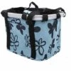 ELLE Panier De Vélo Pliable, Panier De Guidon De Vélo Amovible, Porte-panier En Toile Avant De Vélo, Chariot Pour Animaux De Compagnie Facile à Installer Pour Pique-nique, Shopping, Petits Animaux De Compagnie (fleur Noire Sur Bleu)