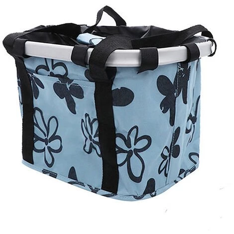 ELLE Panier De Vélo Pliable, Panier De Guidon De Vélo Amovible, Porte-panier En Toile Avant De Vélo, Chariot Pour Animaux De Compagnie Facile à Installer Pour Pique-nique, Shopping, Petits Animaux De Compagnie (fleur Noire Sur Bleu) 1 ELLE Panier De Vélo Pliable, Panier De Guidon De Vélo Amovible, Porte-panier En Toile Avant De Vélo, Chariot Pour Animaux De Compagnie Facile à Installer Pour Pique-nique, Shopping, Petits Animaux De Compagnie (fleur Noire Sur Bleu)