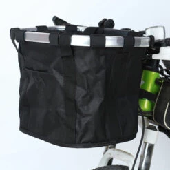 ELLE Panier De Vélo Pliable, Panier De Guidon De Vélo Amovible, Porte-panier En Toile Avant De Vélo, Chariot Pour Animaux De Compagnie Facile à Installer Pour Pique-nique, Shopping, Petits Animaux De Compagnie (noir) -Cage, caisse et transport pour chien Soldes 51276906 5