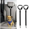 ZHUOXUAN Corde De Sécurité Pour Voiture Pour Animaux De Compagnie, Ceinture De Sécurité Pour Chien à Anneau, Corde De Traction Pour Siège Arrière 2pcs Noir