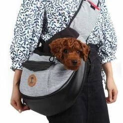 ZHUOXUAN Sacs De Transport Bandoulière Porteur De Compagnie Chien Chat Petit Chiot Sac À Bandoulière Voyage Tote Mains Libre Sling Pliable Sac À Dos, Gris 36*13*28cm -Cage, caisse et transport pour chien Soldes 51456102 3