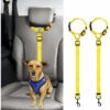 ZHUOXUAN Corde De Sécurité Pour Voiture Pour Animaux De Compagnie, Ceinture De Sécurité Pour Chien à Anneau, Corde De Traction Pour Siège Arrière 2pcs Jaune