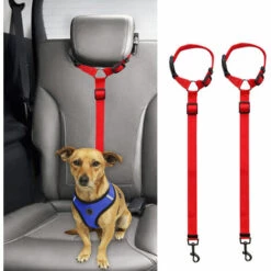 ZHUOXUAN Corde De Sécurité Pour Voiture Pour Animaux De Compagnie, Ceinture De Sécurité Pour Chien à Anneau, Corde De Traction Pour Siège Arrière 2pcs Rouge