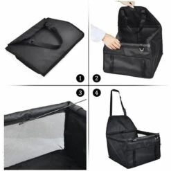 LITZEE Siège Auto Pour Chien,Panier Chien Voiture,écurité Pour Animaux De Compagnie Pliable Et Respirante Imperméable Pour Les Voyages, Les Petits Chiens Ou Les Chats Noir -Cage, caisse et transport pour chien Soldes 51549731 3