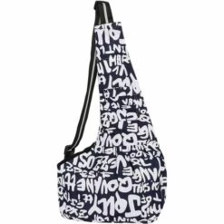 ELLE Sac De Transport Pour Chiens Respirant Sac De Bandoulière Pour Chat Réglable Transporteur De Voyage Pour Animaux De Compagnie Sling Confortable Sac Ventrale Chiot Portable Pour Marché Extérieur,lettres Bleues,M
