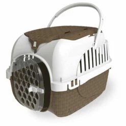 Cage De Transport Tour 2 Maxy Taupe Taille 38 X 58 X 37 Cm Pour Petit Chiens Ou Chats - Bama Pet - Marron