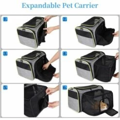 QERSTA Sac De Transport Chat Chien Extensible Et Autres Animaux De Compagnie, Filet Respirant, Spacieux, Pliable, Avec Matelas En Peluche Amovible Pour Voyage En Avion/Train/Voiture (43 * 28 * 28cm) -Cage, caisse et transport pour chien Soldes 51901743 5
