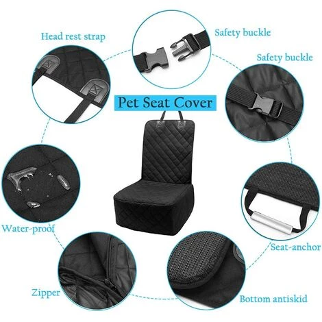VERSAILLESFR Housse De Siège Auto Pour Chien, Couverture Siège De Voiture De Sécurité Pour Animaux Couverture Pare-Chien Étanche Hamac De Chien Noir 46*46*60cm -Versailles 2 VERSAILLESFR Housse De Siège Auto Pour Chien, Couverture Siège De Voiture De Sécurité Pour Animaux Couverture Pare-Chien Étanche Hamac De Chien Noir 46*46*60cm -Versailles – Image 2