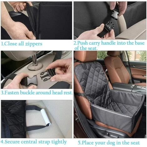 VERSAILLESFR Housse De Siège Auto Pour Chien, Couverture Siège De Voiture De Sécurité Pour Animaux Couverture Pare-Chien Étanche Hamac De Chien Noir 46*46*60cm -Versailles 3 VERSAILLESFR Housse De Siège Auto Pour Chien, Couverture Siège De Voiture De Sécurité Pour Animaux Couverture Pare-Chien Étanche Hamac De Chien Noir 46*46*60cm -Versailles – Image 3
