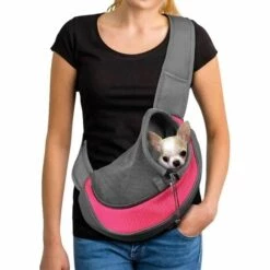 SUPERMARKET Sac De Transport Chat Chien Sac Bandoulière Réglable Pour Animaux De Compagnie Sac Transport Chiot Lapin Sac à Main Épaule En Maille Respirant Sac De Voyage Avec Pochette Pour Shopping Extérieur,Superma