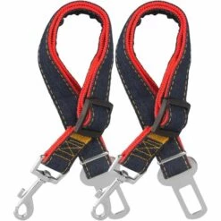 REGALI Ceinture De Sécurité Pour Chien, Lot De 2 Ceintures De Sécurité Réglables Pour Animal De Compagnie, Laisses De Sécurité Pour Harnais Pour Chien, Laisse De Voyage Pour Véhicule De Chat, Longueur Réglable (rouge)