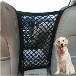 VERSAILLESFR Filet De Rangement Pour Siège Auto, Filet De Voiture Une Seule Couche, Filet Avec Crochet Et Barrière En Maille Extensible, Barrière De Filet De Voiture Pour Chien, Animal De Compagnie Ou Enfants Noir 29*24cm,Versailles