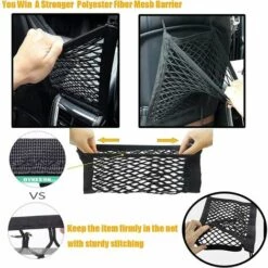 VERSAILLESFR Filet De Rangement Pour Siège Auto, Filet De Voiture Une Seule Couche, Filet Avec Crochet Et Barrière En Maille Extensible, Barrière De Filet De Voiture Pour Chien, Animal De Compagnie Ou Enfants Noir 29*24cm,Versailles -Cage, caisse et transport pour chien Soldes 52688799 4
