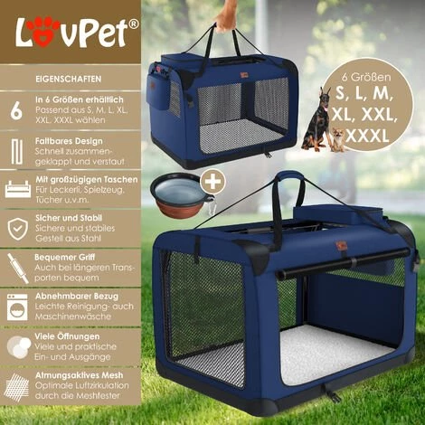 LOVPET® Caisse Pour Chien Caisse De Transport Pour Chien Pliable Avec écuelle Sac De Transport Sac De Transport Pour Chien Caisse De Transport Pour Animaux Domestiques, Chiens Et Chats Caisse De Transport Pour Animaux, M (de), Bleu Marine 2 LOVPET® Caisse Pour Chien Caisse De Transport Pour Chien Pliable Avec écuelle Sac De Transport Sac De Transport Pour Chien Caisse De Transport Pour Animaux Domestiques, Chiens Et Chats Caisse De Transport Pour Animaux, M (de), Bleu Marine – Image 2